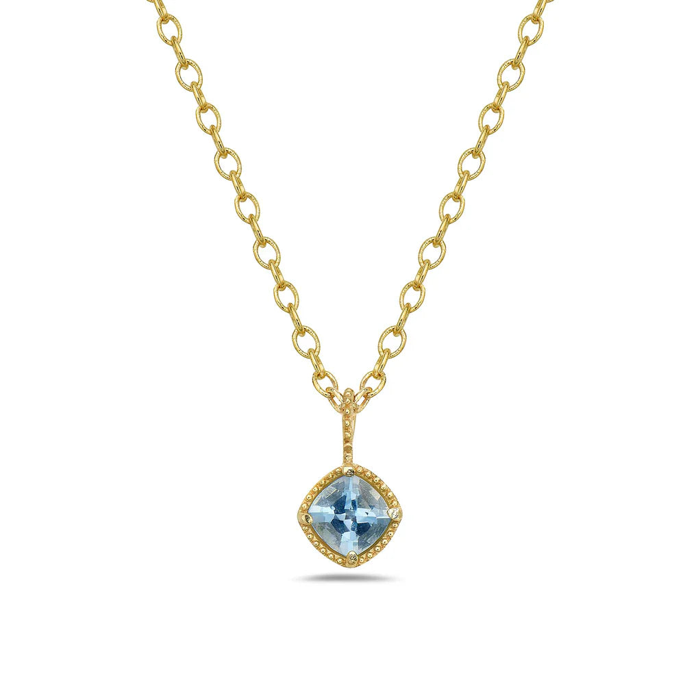 Sterling Silver with Gold Vermeil Aquamarine Pendant with Necklace