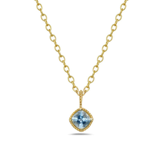 Sterling Silver with Gold Vermeil Aquamarine Pendant with Necklace