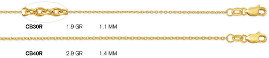 14K Yellow Gold Round Cable Chain