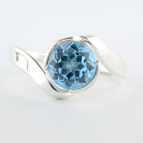 Sterling Silver Blue Topaz Folds Ring