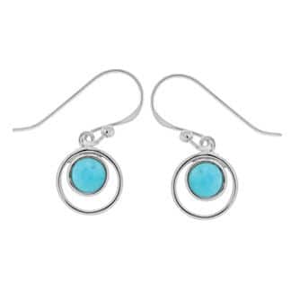 Sterling Silver Turquoise Circle Dangle Earrings by Boma