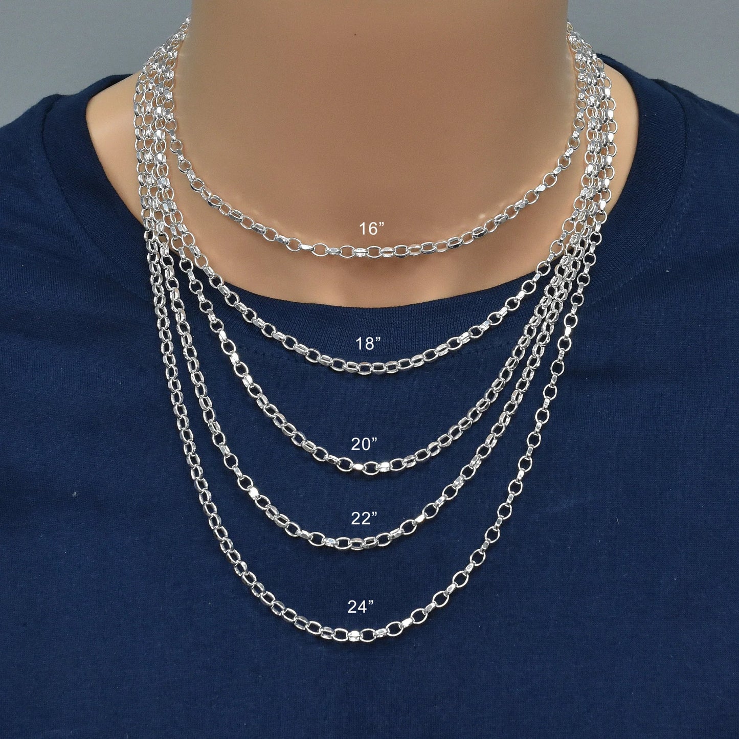 Sterling Silver Forzatina Diamond Cut Flat Wire 5.3mm Oval Rolo Chain