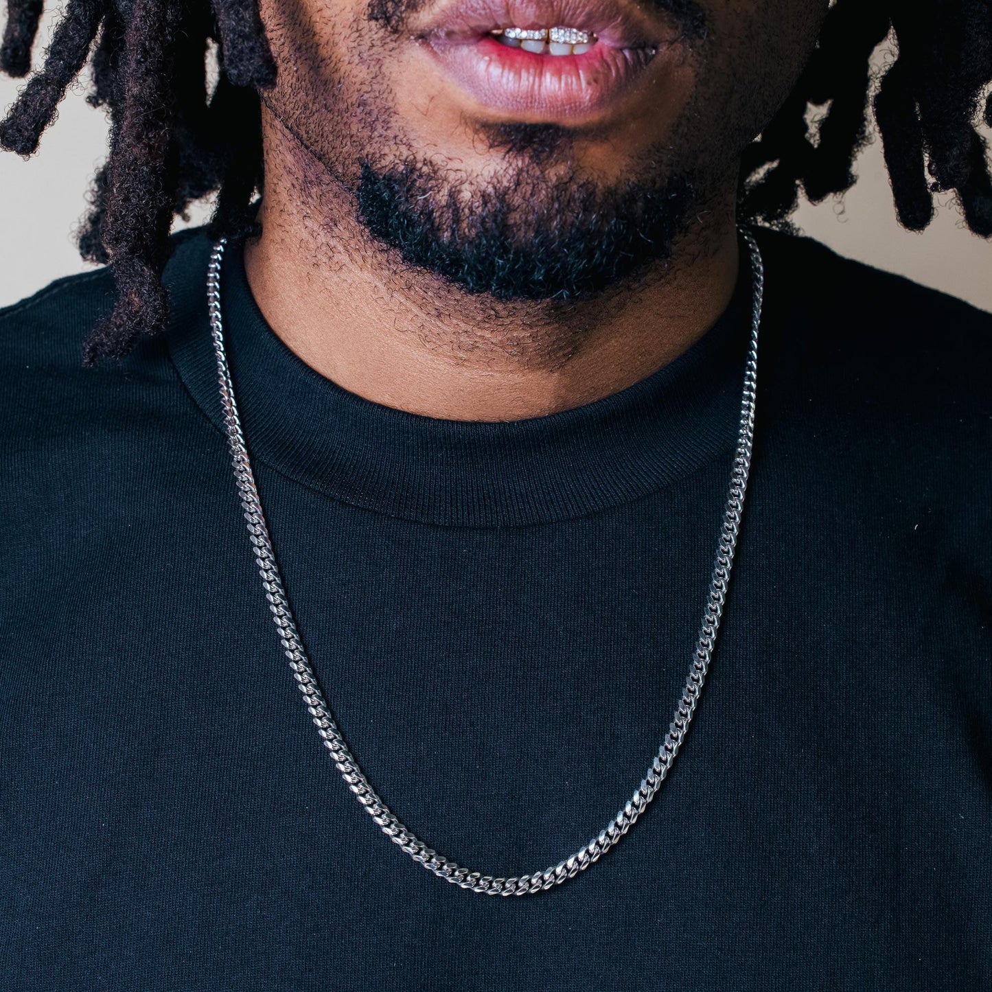 Rhodium Plated Sterling Silver 2.6mm Miami Cuban Bracelet or Chain Link