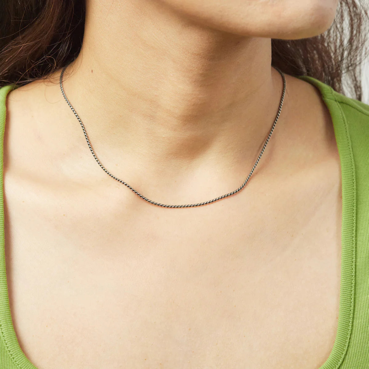 Sterling Silver Swage Oxidized Chain
