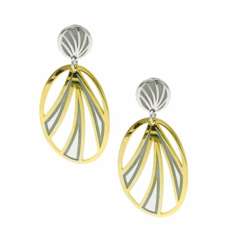 Sterling Silver and Yellow Gold Plated Tropics Earrings by Frederic Duclos