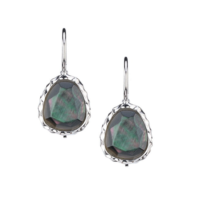 Sterling Silver Black Mother of Pearl Dyed Earrings by Frederic Duclos