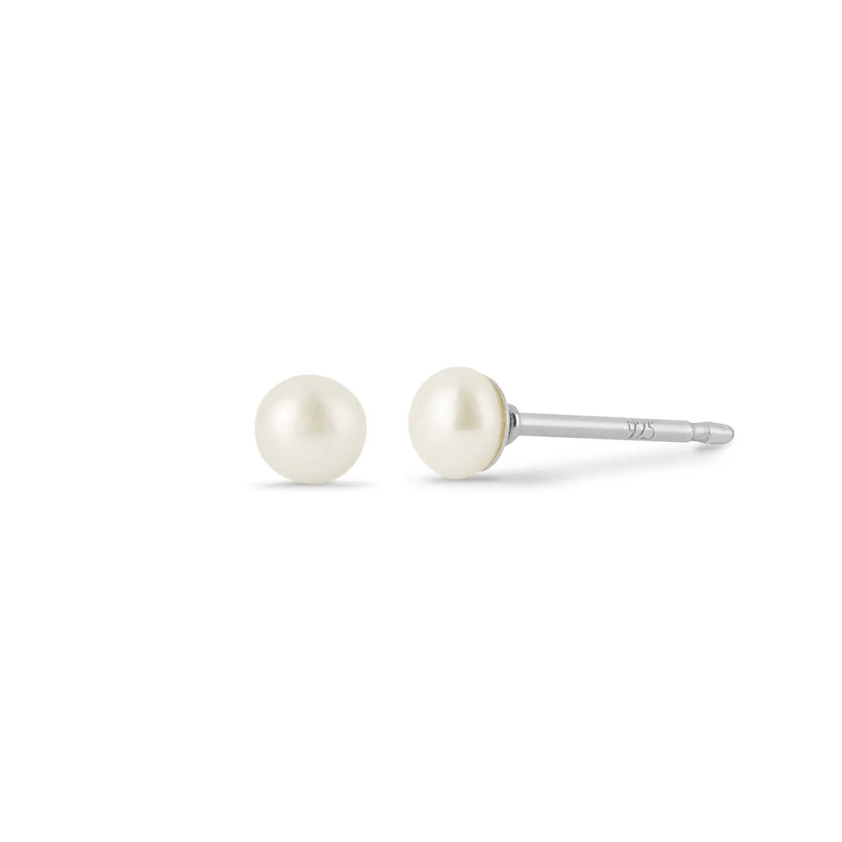 Sterling Silver Stud Earrings with Small White Pearl