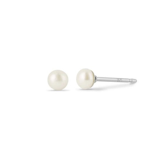 Sterling Silver Stud Earrings with Small White Pearl