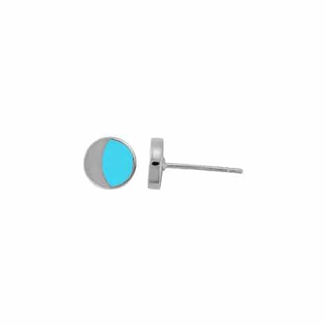 Sterling Silver Turquoise Crescent Moon Stud Earrings by Boma