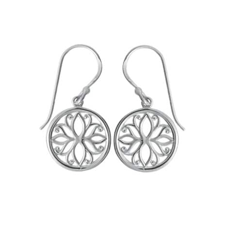 Sterling Silver Flower Cutout Dangle Earrings by Boma