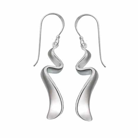Sterling Silver Matte Hi-Polish Ribbon Dangle Earrings by Boma