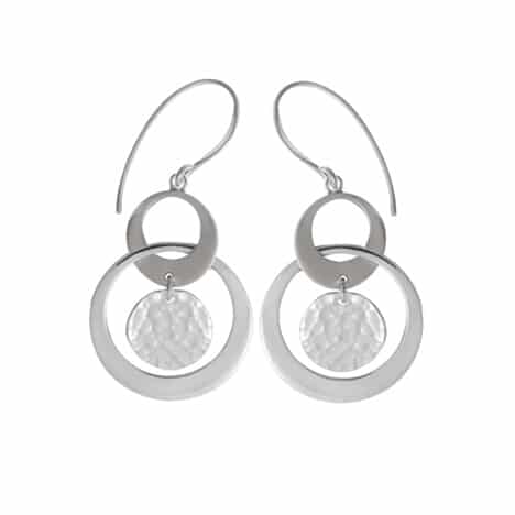 Sterling Silver Dangle Earrings with HP with Matte with Hammered by Boma