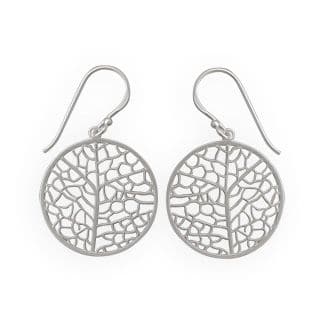 Sterling Silver Matte Tree Dangle Earrings by Boma