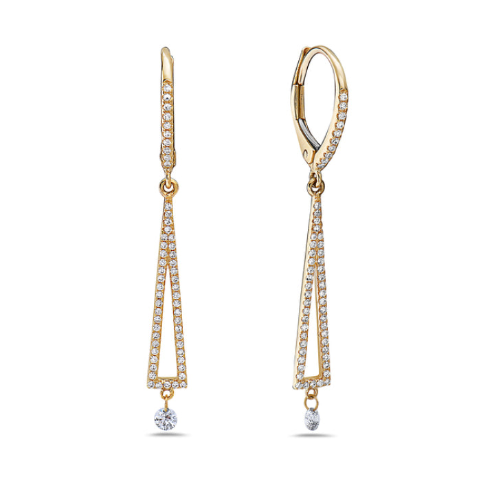 14K Yellow Gold Floating Diamond Dangle Earrings by Bassali