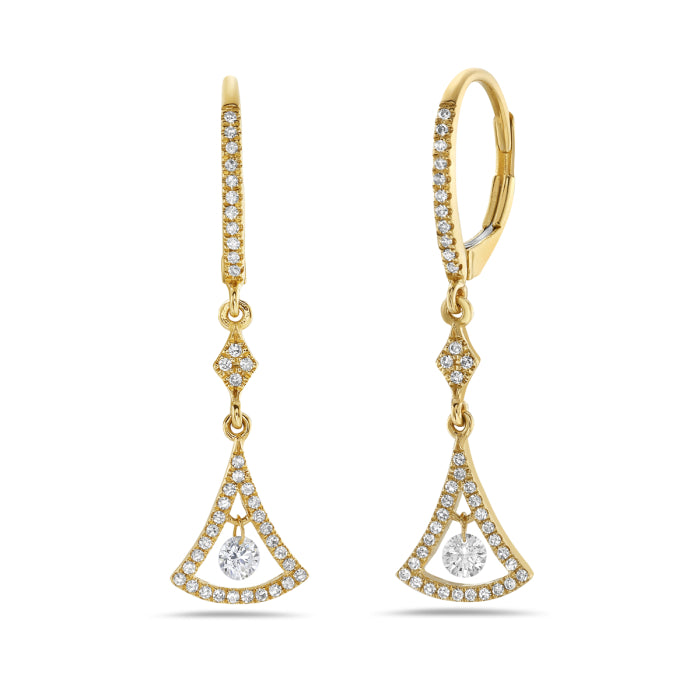 14K Yellow Gold 84 Diamond Dangle Earrings