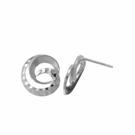 Sterling Silver Stud Earrings Matte and Hammered Finish by Boma