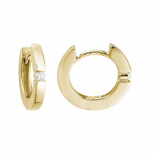 14K Yellow Gold Hinged Earrings with Diamonds by The Little Jewel