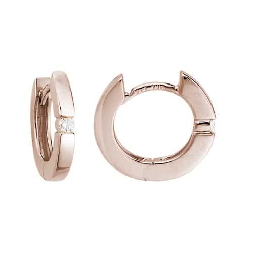 14K Rose Gold Hinged Earrings with Diamonds by The Little Jewel