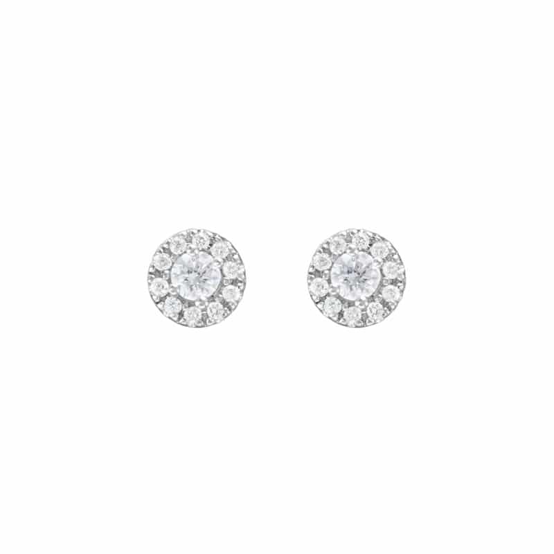 14K White Gold Stud Earrings with Diamonds by The Little Jewel