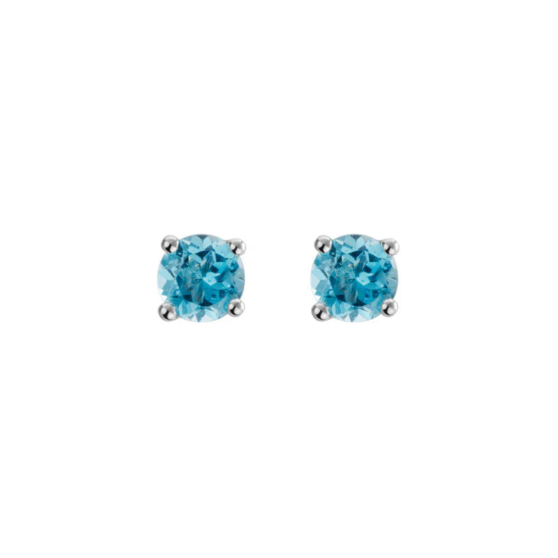 14K White Gold Blue Topaz Studs