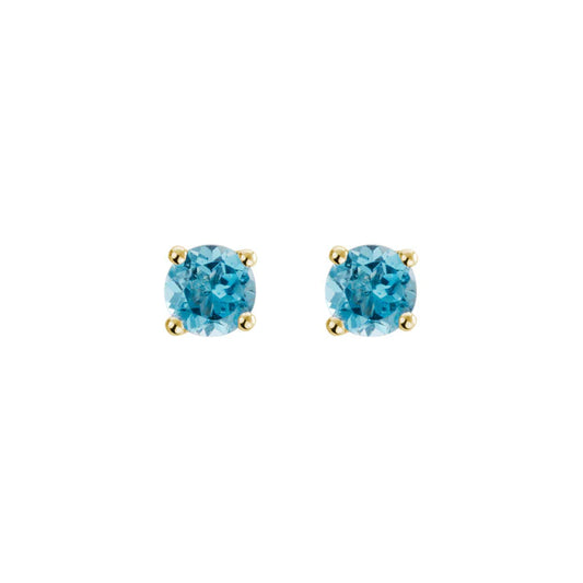 14K Yellow Gold Blue Topaz Studs