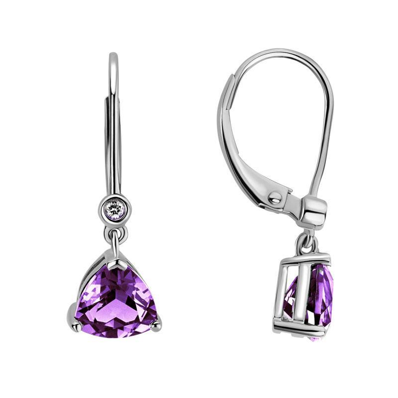 14K White Gold Amethyst Earrings with Accent Diamonds by The Little Jewel