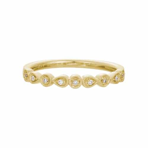 14K Stackable Yellow Gold Ring with Diamonds by The Little Jewel