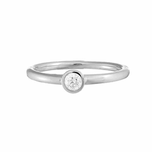 14K White Gold Diamond Solitaire Ring by The Little Jewel