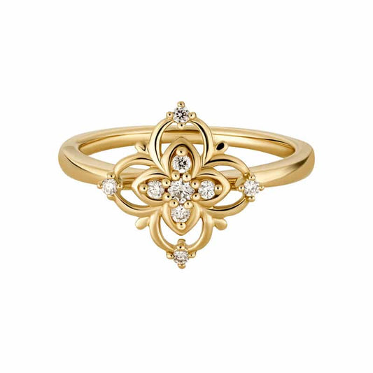 14K Yellow Gold Diamond Filigree Ring by The Little Jewel