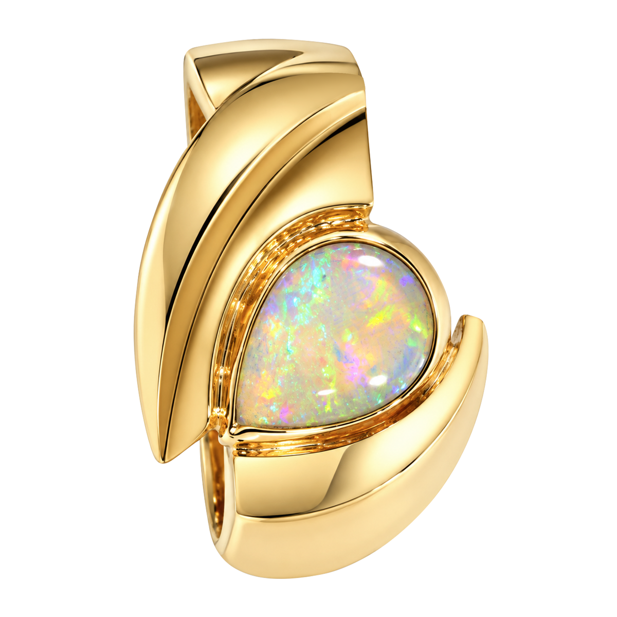 14K Yellow Gold Pear Cut Opal Ring