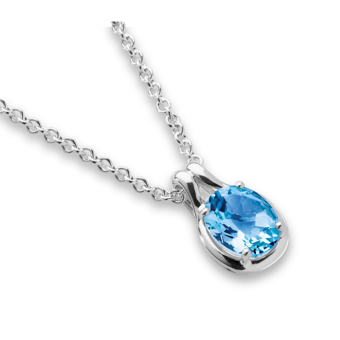 Sterling Silver Prong Set Sky Blue Topaz Pendant with Double Bail by SDC Creations