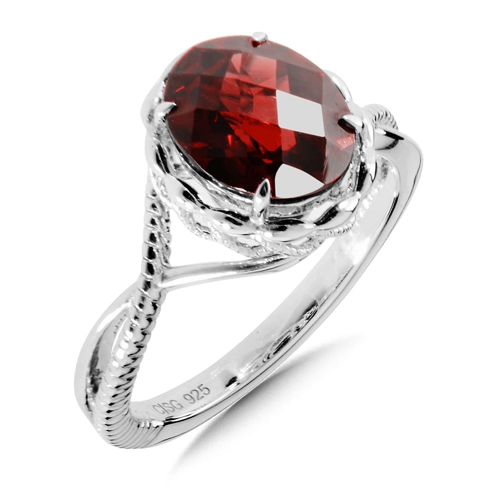 Sterling Silver Garnet Ring with Split Half Twist Band by SDC Creations