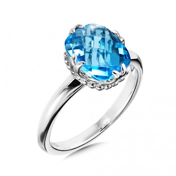 Sterling Silver Prong Set Blue Topaz Ring by SDC Creations