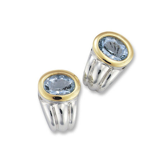 Sterling Silver and 18K Yellow Gold Aquamarine Earrings by SDC Creations