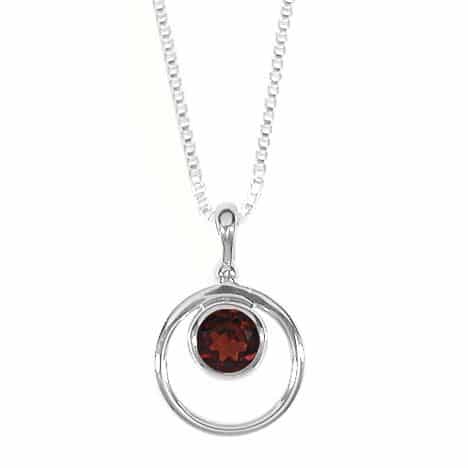 Sterling Silver Spring Ring Garnet Necklace by Boma