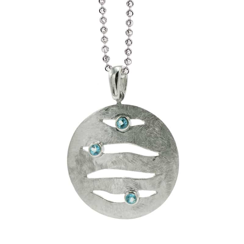 Sterling Silver Irradiated Amy Necklace with Blue Topaz by Frederic Duclos