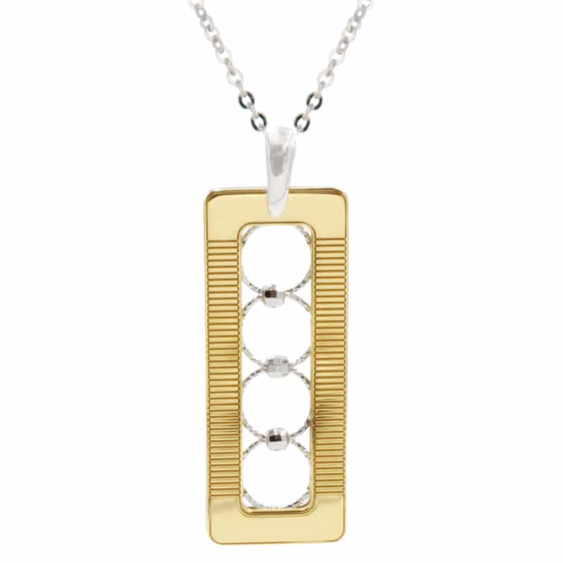 Sterling Silver Yellow Gold Plated Reversible Grid Necklace by Frederic Duclos