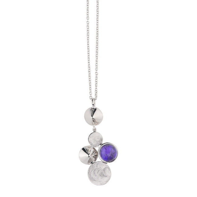 Sterling Silver Amethyst Rutilated Quartz Necklace by Frederic Duclos