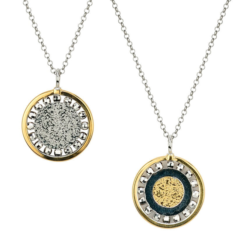 Sterling Silver Yellow Gold Plated Reversible Glow Necklace by Frederic Duclos