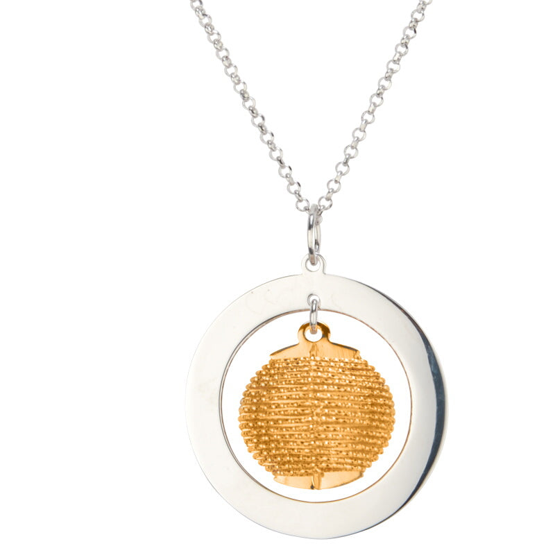 Sterling Silver Yellow Gold Plated Solar Wrap Necklace by Frederic Duclos
