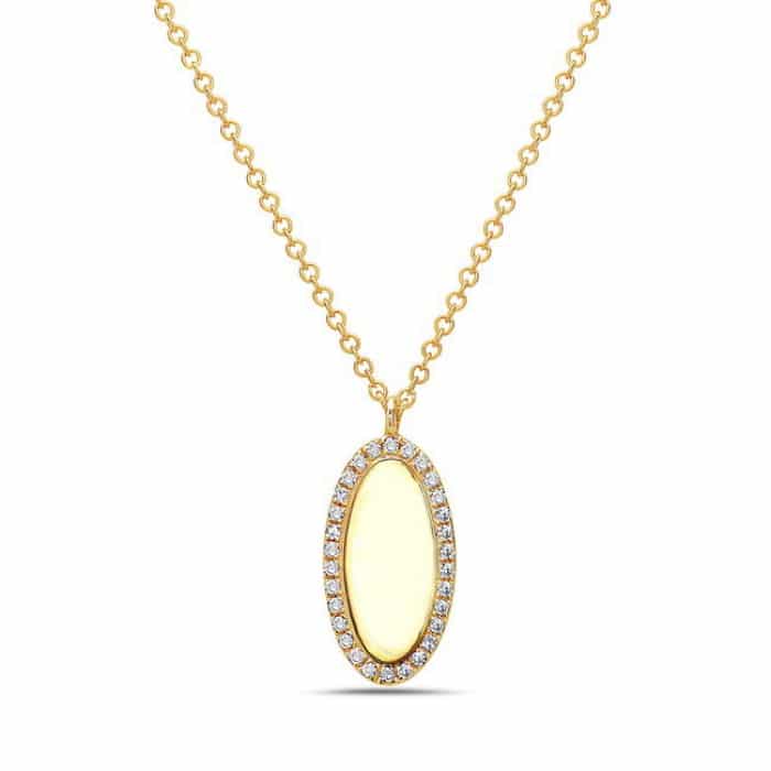 14K Yellow Gold Oval Necklace with 30 Diamonds by Bassali
