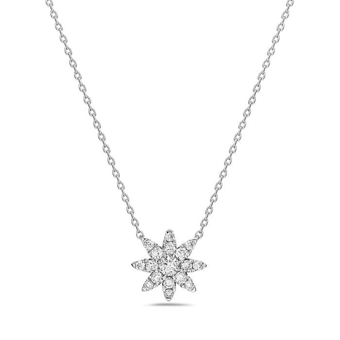 14K White Gold Diamond Star Necklace