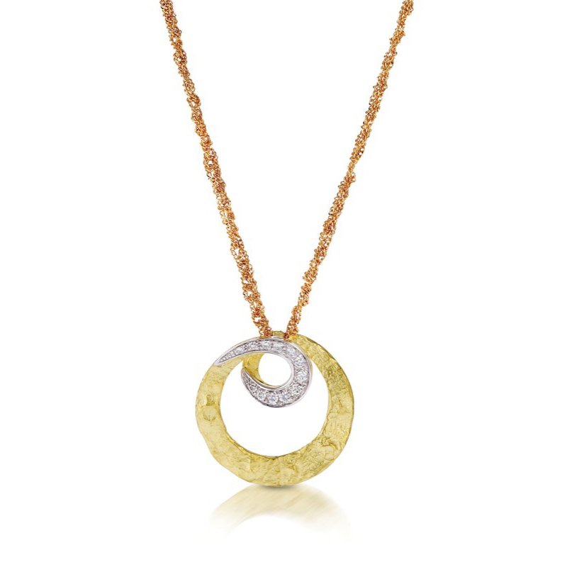 18K Yellow and White Gold Twirl Pendant by Cherie Dori