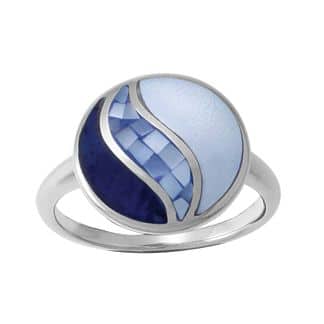 Sterling Silver Mosaic Ring with Lapis and Blue Mother of Pearl by Boma