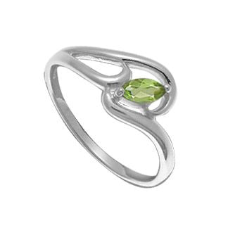Sterling Silver Swirl Ring with Marquis Shaped Peridot by Boma