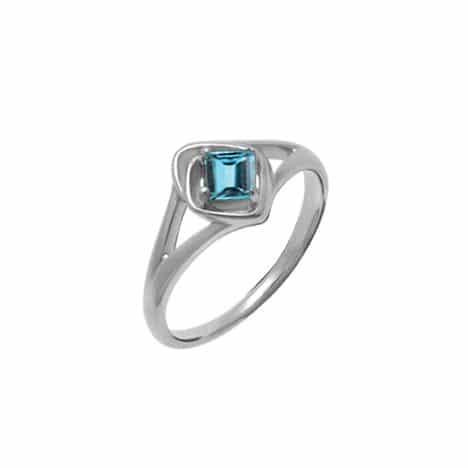 Sterling Silver Square Blue Topaz Ring by Boma