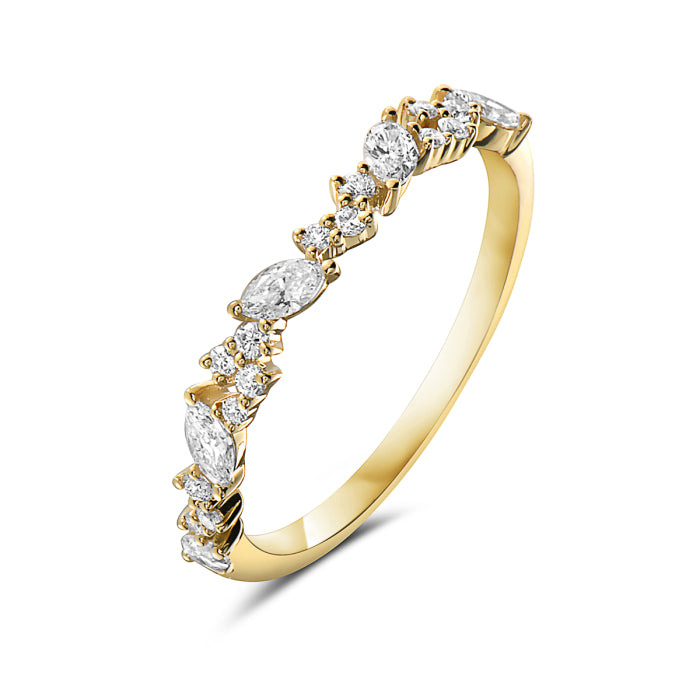 14k Yellow Gold Marquise & Round Diamond Band