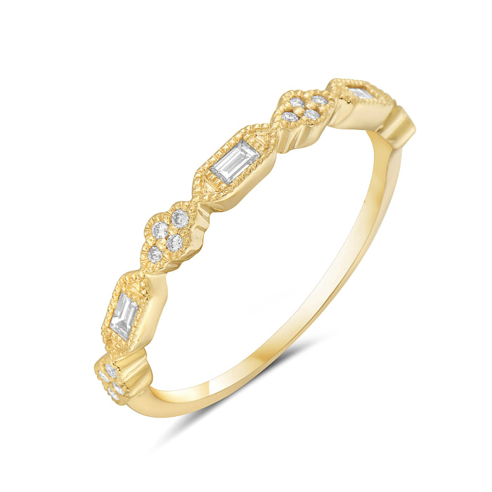 14K Yellow Gold Filigree Diamond Band