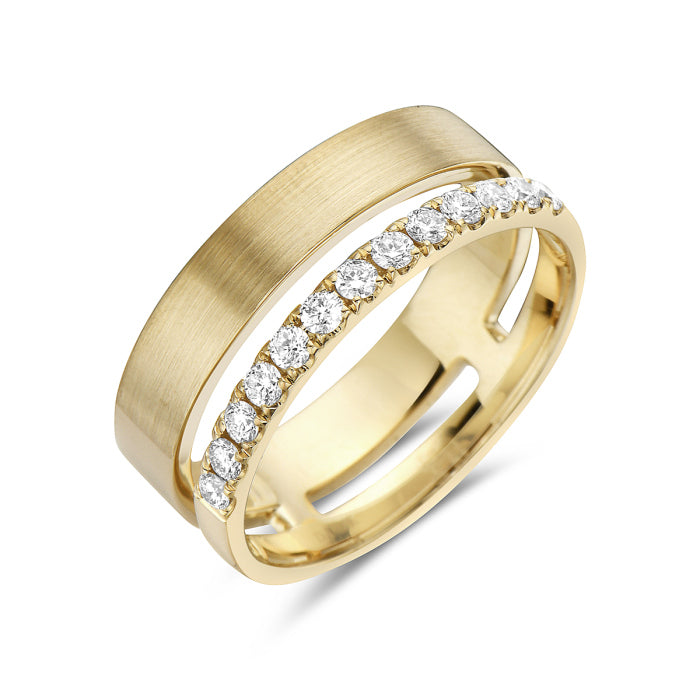 14K Yellow Gold Split Diamond Ring