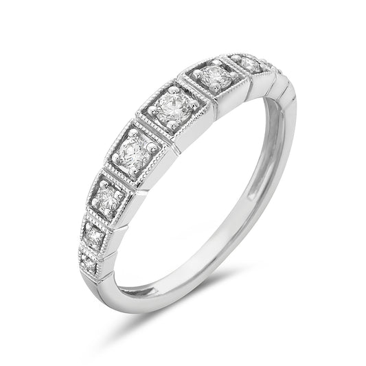 14K Yellow Gold Square Set Diamond Band